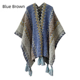 Ethnic Color Knitted Split Shawl