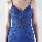 Mermaid Spaghetti Straps Appliques Prom Dress