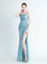 Mermaid Sequins Spaghetti Straps Prom Dress