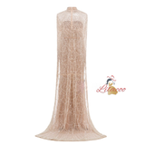 Champagne Tulle Beading Shawl Prom Dress