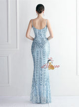 Mermaid Sequins Spaghetti Straps Prom Dress