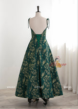 Dark Green Spaghetti Straps Prom Dress
