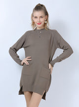 Long-sleeved Solid Color High Neck Sweater