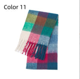 Thick-bearded Four-grid Thick Double-sided Plaid Scarf