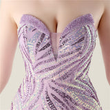 Mermaid Sequins Strapless Beading Split Prom Dress