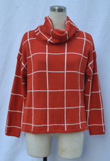 Checked Turtleneck Pullover Sweater