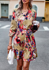 Printed Long-sleeved Shirt Dress