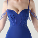 Mermaid Spaghetti Straps Split Bading Prom Dress