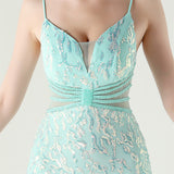 Mermaid Spaghetti Straps Sequins Beading Prom Dress