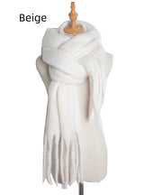Thick Solid Color Long Tassels Scarf