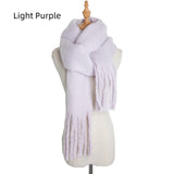 Thick Solid Color Long Tassels Scarf
