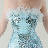 Mermaid Sequins Tulle Strapless Prom Dress