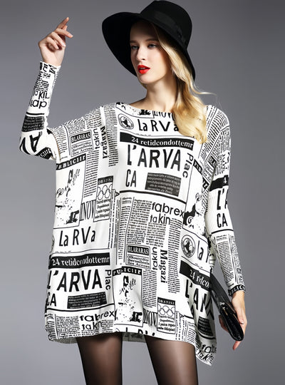 Loose-fitting Medium to Long Printed Sweater