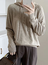 Loose Drawstring Long Sleeve Hooded Sweater