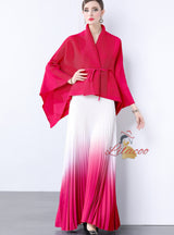 Gradual Lace-up Jacket+Smudged Pleated Skirt Suit