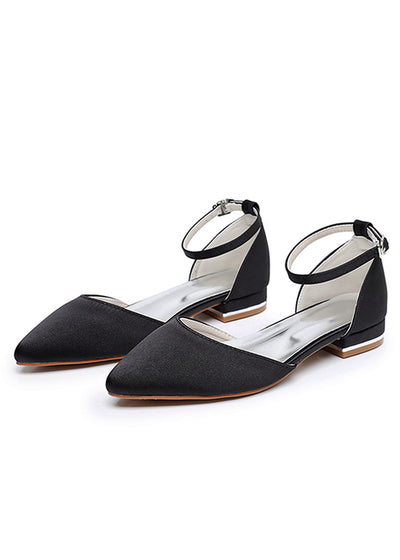 Flat-heeled Pointed Low-heeled Satin Bridal Shoes