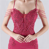 Mermaid Sequins Spaghetti Straps Appliques Prom Dress