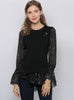 Star Printed Trumpet Sleeve Round Neck Shirt