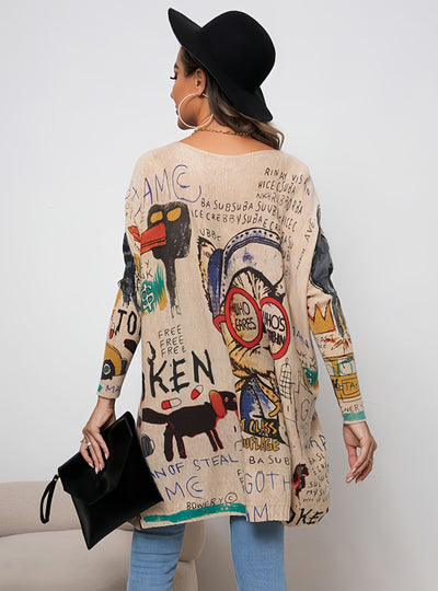 Cartoon Printed Pullover Loose Long Sleeve Sweater
