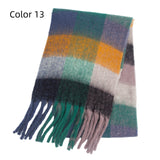 Thick-bearded Four-grid Thick Double-sided Plaid Scarf