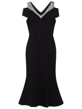 Burgundy V-neck Beading Mother Of The Bride Dress