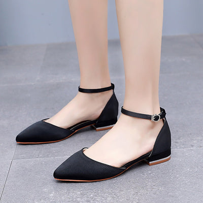 Flat-heeled Pointed Low-heeled Satin Bridal Shoes