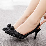 7 cm Rhinestone Ball Pointed Sandals