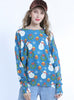 Christmas Snowman Printed Long-sleeved Loose Sweater