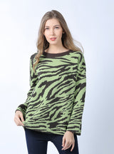 Zebra Loose Round Neck Sweater