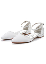 Flat-heeled Pointed Low-heeled Satin Bridal Shoes