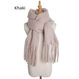 Thick Solid Color Long Tassels Scarf