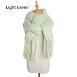 Thick Solid Color Long Tassels Scarf