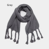 Autumn and Winter Knotted Thick Braid Tassel Scarf