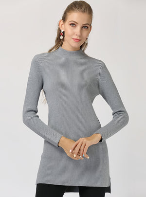 Solid Color Semi-high Neck Slim Long Sleeve Sweater