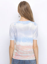 Tie-dyed Short-sleeved Loose Round Neck Sweater