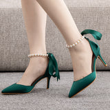 7 cm Ribbon Beaded Stiletto Sandals