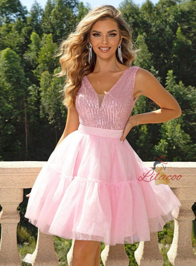 Sequin Stitching Gauze Dress