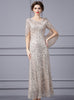 Gold Sequins Short Sleeve Mother Of The Bride Dress