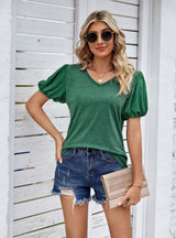 V-neck Loose Short Sleeve T-shirt