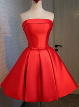Red Strapless Bow Homecoming Dress