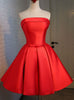 Red Strapless Bow Homecoming Dress