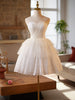 White Tulle Lace Strapless Pleats Homecoming Dress