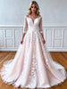 Tulle Appliques Long Sleeve Wedding Dress