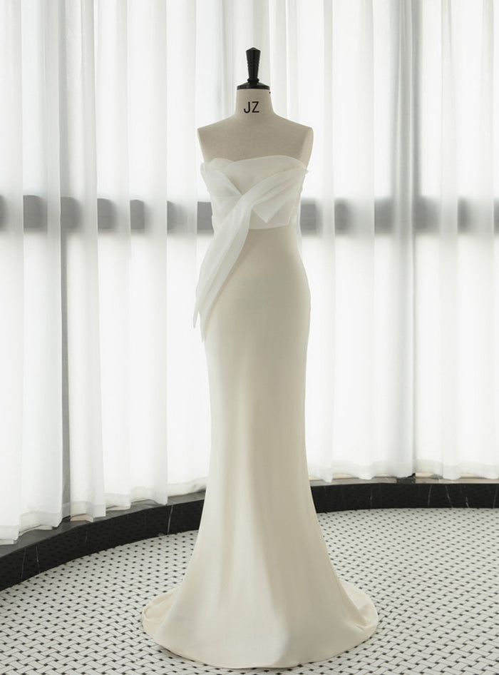 White Strapless Mermaid Wedding Dress