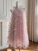 Pink Tulle 3D Flower Halter Short Prom Dress