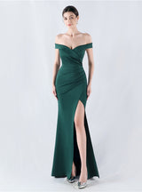 Mermaid Off the Shoulder Pleats Prom Dress