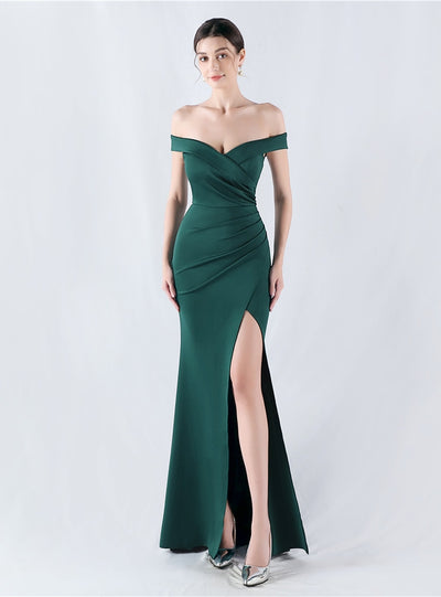 Mermaid Off the Shoulder Pleats Prom Dress