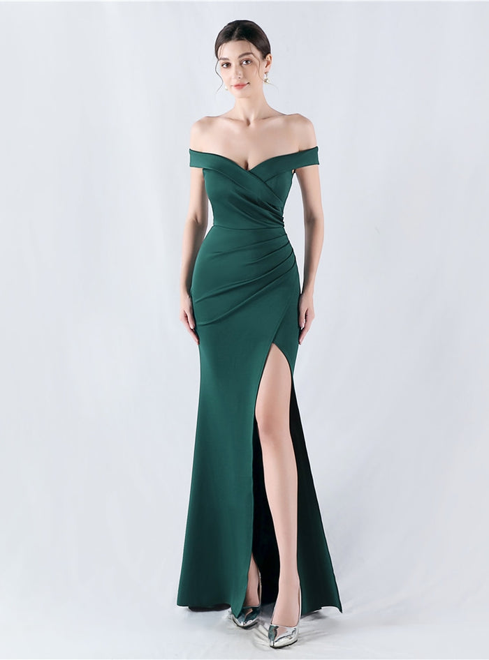 Mermaid Off the Shoulder Pleats Prom Dress