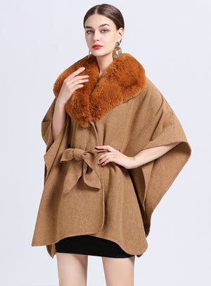 Wool Knitted Lace-up Cardigan Shawl Cloak