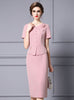 Pink Short Sleeve V-neck Mother Of The Bride Dress